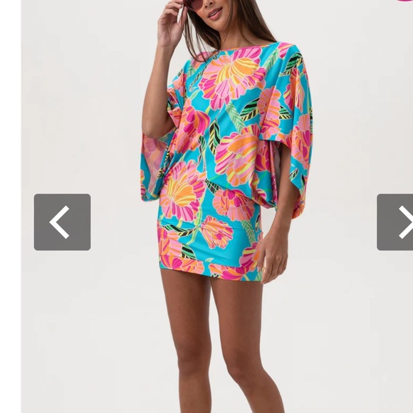 TRINA TURK POPPY KIMONO SWIM TUNIC DRESS blue pink size M ( S  runs small) - Picture 5 of 16